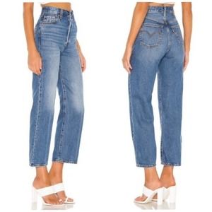 Levi’s Ribcage Straight Ankle Jeans High Rise Button Fly, At the Ready Blue